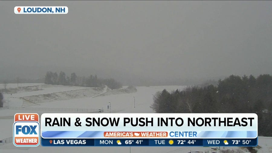 Snow falls in Loudon, New Hampshire