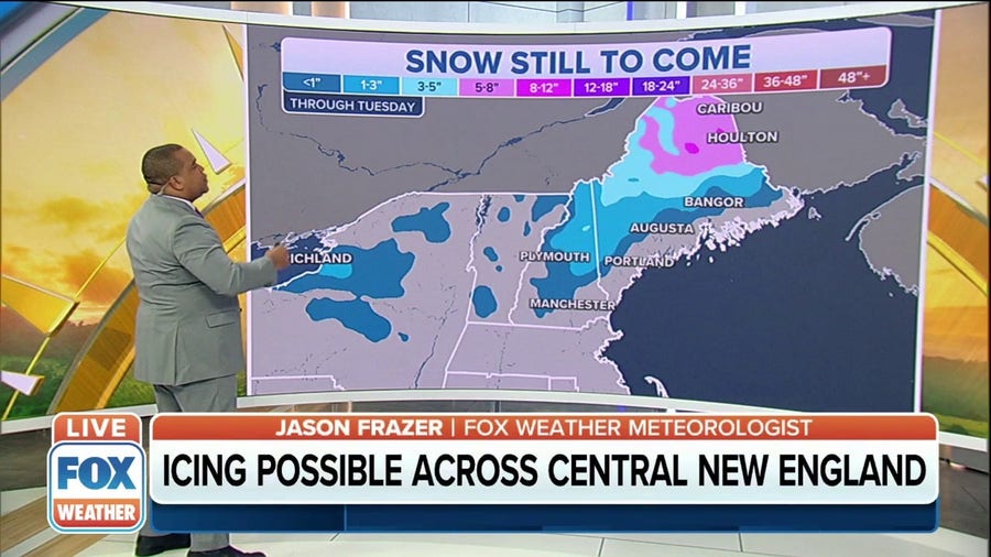 Coastal storm bringing heavy snow to parts of northern New England
