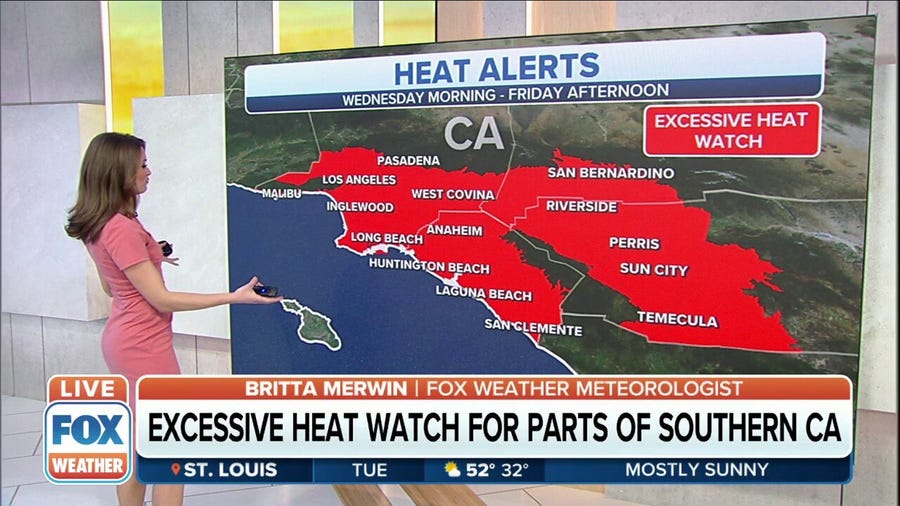 Excessive Heat Watches posted in Southern California through Friday