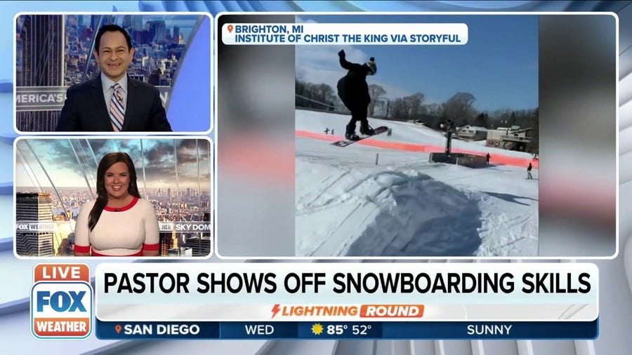 Pastor shows off his snowboarding skills at Michigan resort