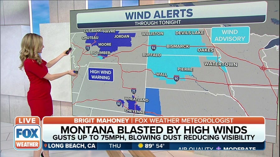 High wind warnings in Montana through Thursday evening