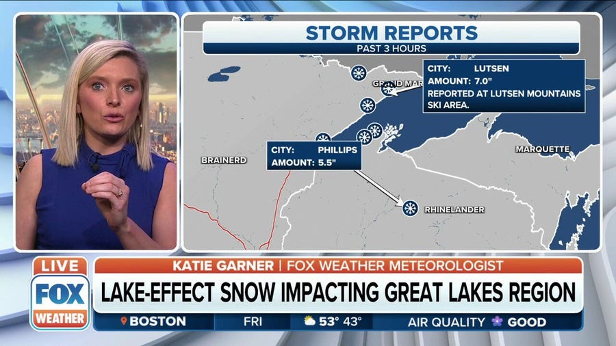 Clipper brings moderate levels of snow to the Great Lakes