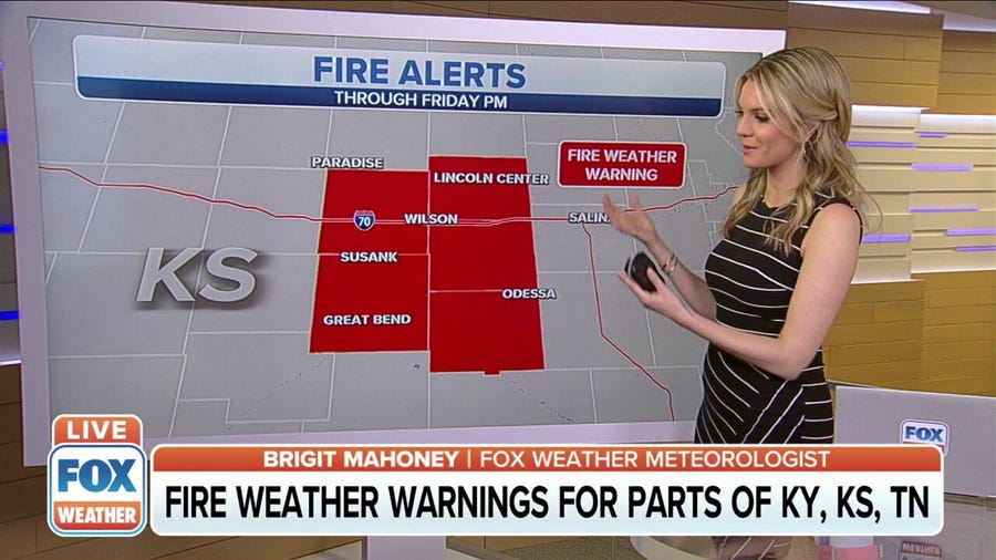 Fire alerts for parts of Kentucky, Kansas, Tennessee Friday