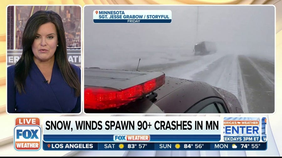 Snow, winds spawn 90-plus crashes in Minnesota