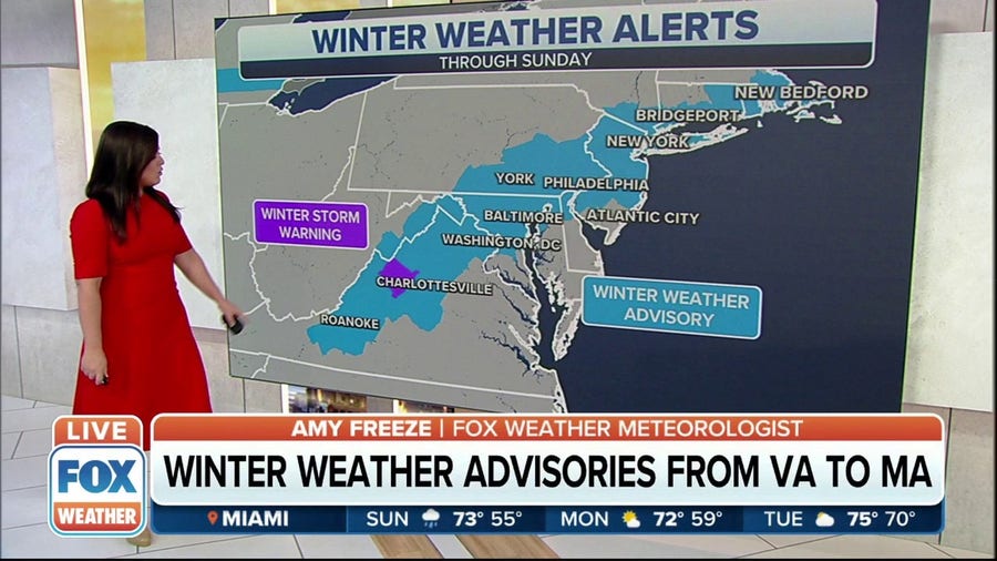 Winter weather alerts in effect from the mid-Atlantic into the Northeast