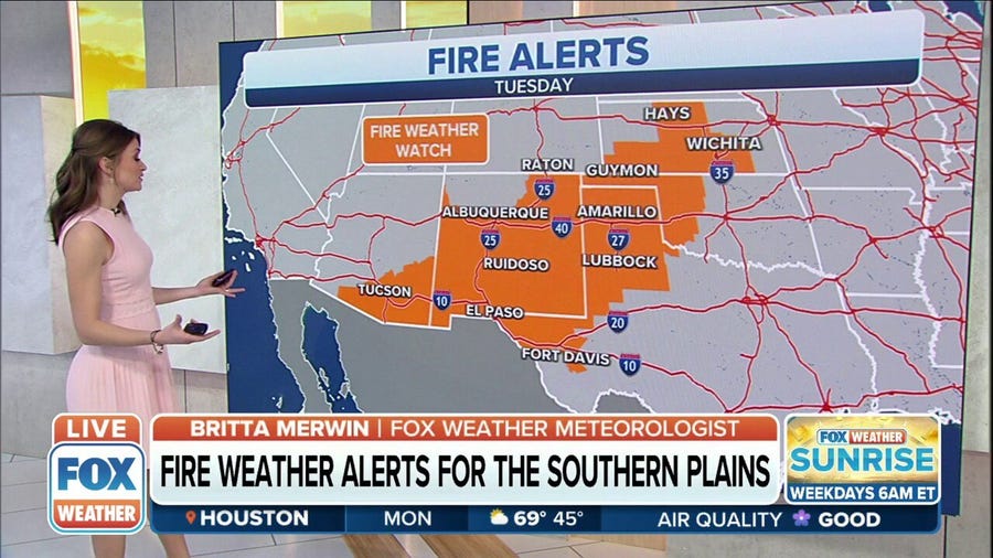Fire weather alerts issued in the southern Plains for Tuesday