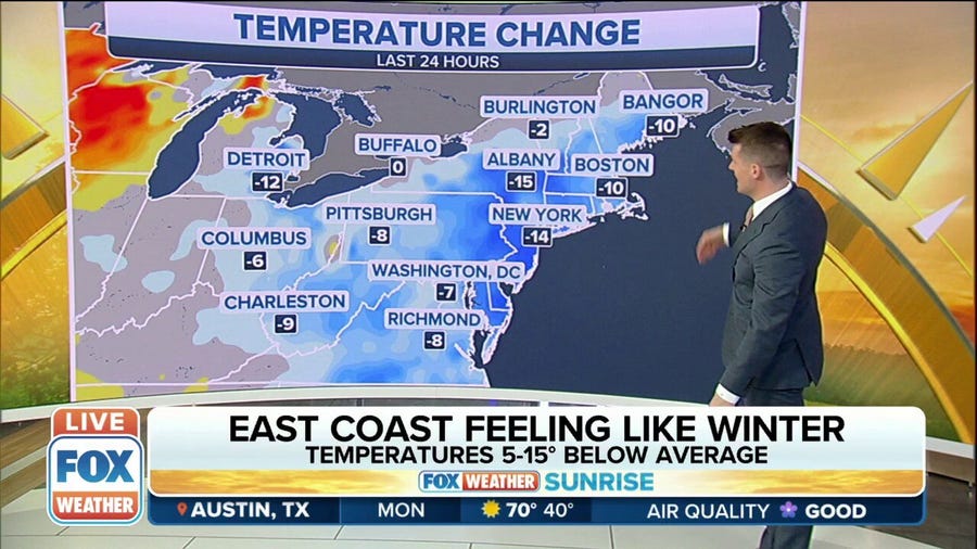 East Coast feeling like winter before warming up later in the week