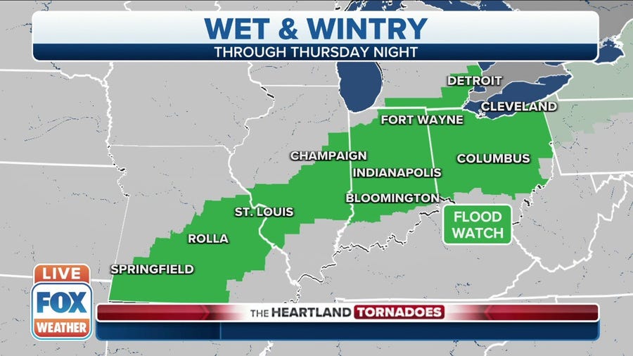 Winter Storm Warnings, Flood Watches issued for Midwest states