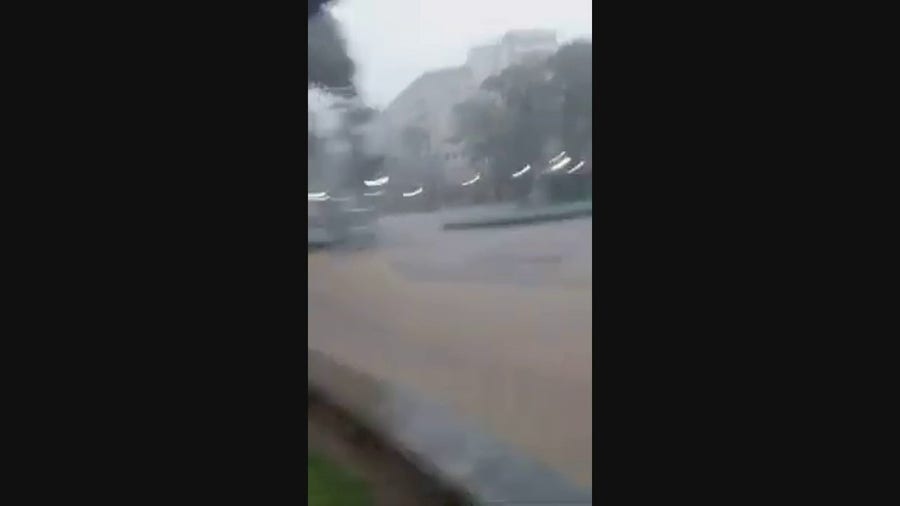 Streets underwater in Petropolis, Brazil