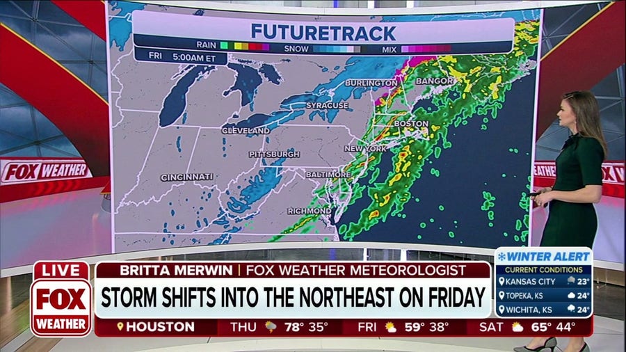 Major storm producing high winds, flood watches moves into Northeast on Friday