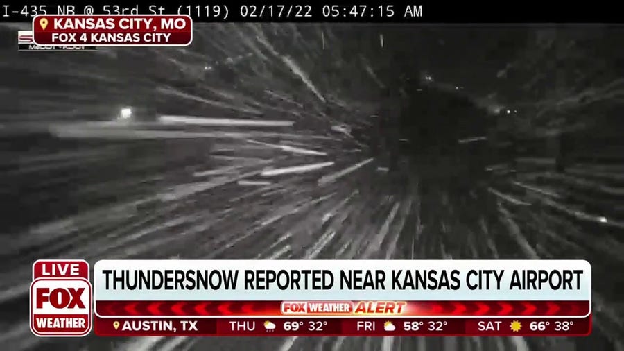 Thundersnow reported near Kansas City Airport
