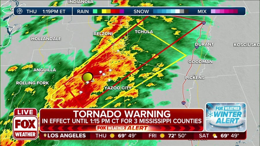 Three Mississippi counties under tornado warning