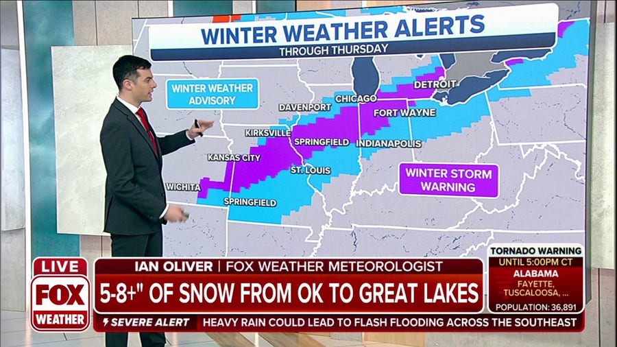 Winter Storm could bring up to 8 inches of snow from OK to the Great Lakes