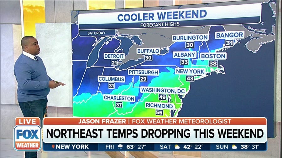 Northeast temperatures will drop this weekend after brief spring-like feel