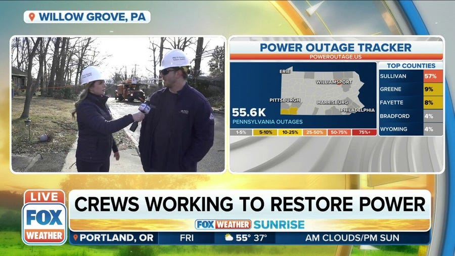 Crews working to restore power in PA after potent storm moves through