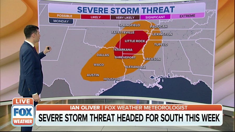 Severe storm threat headed for southern US this week