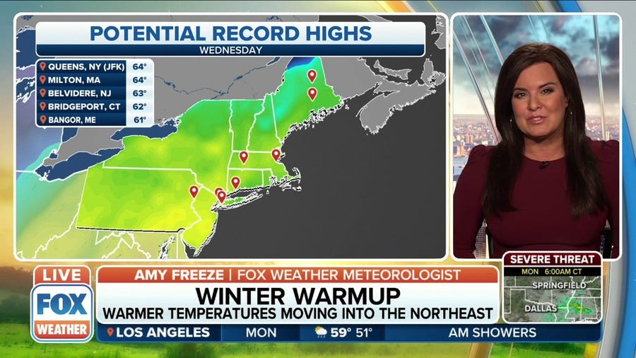 East Coast set to warm up with record highs possible by midweek