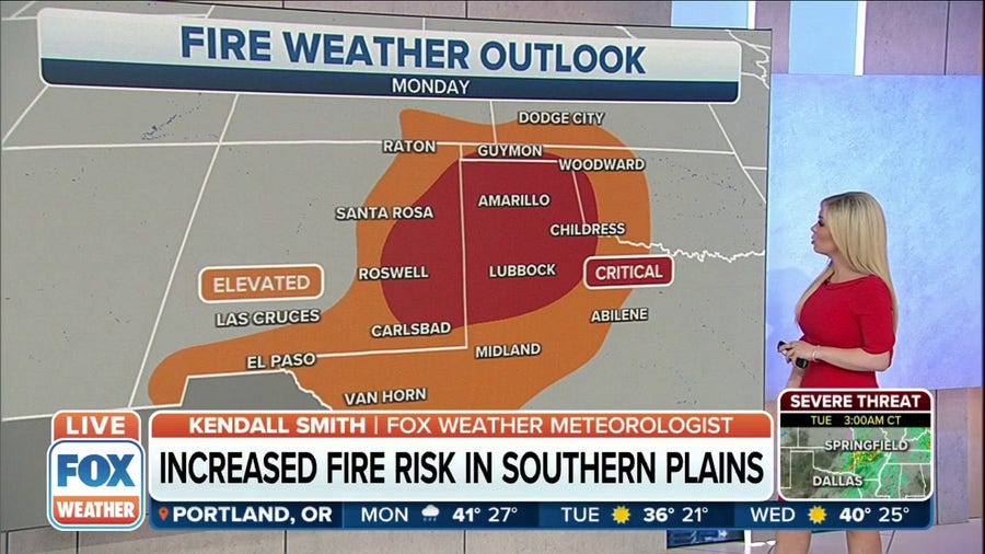 Dangerous fire weather conditions in the Southern Plains