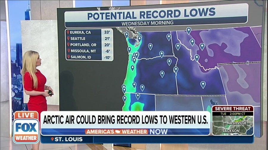 Arctic air hits western US, record lows possible