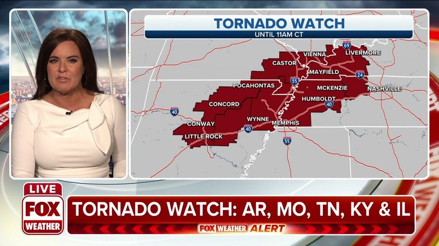 Tornado Watch issued as severe storms packing tornadoes, hail threaten mid-South