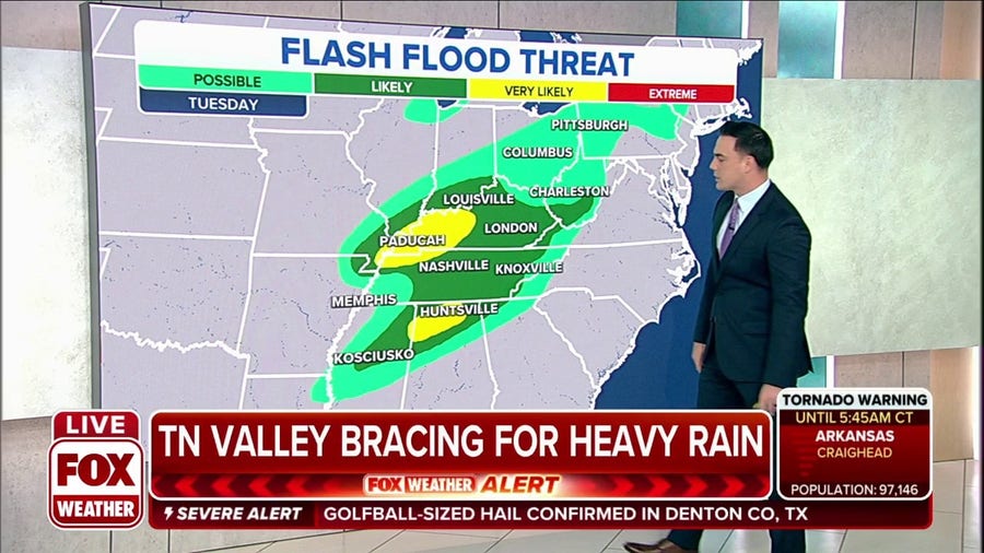 Tennessee valley bracing for heavy rain with flash flooding possible