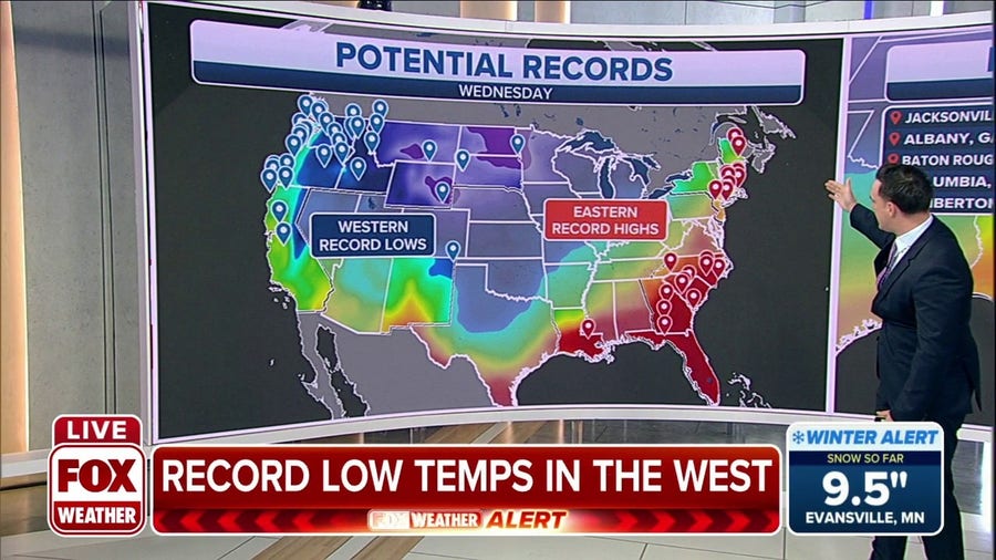 West Coast experiencing record lows as East Coast sees record highs