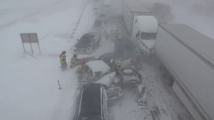 Large pileup closes I-94 in North Dakota, firefighters rescue pinned drivers