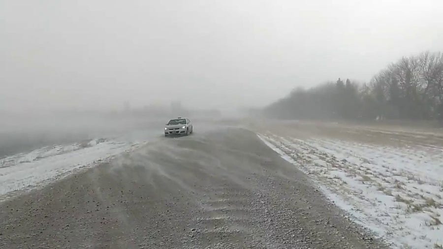 Watch: Fierce winds blow snow in Howard, SD during major winter storm