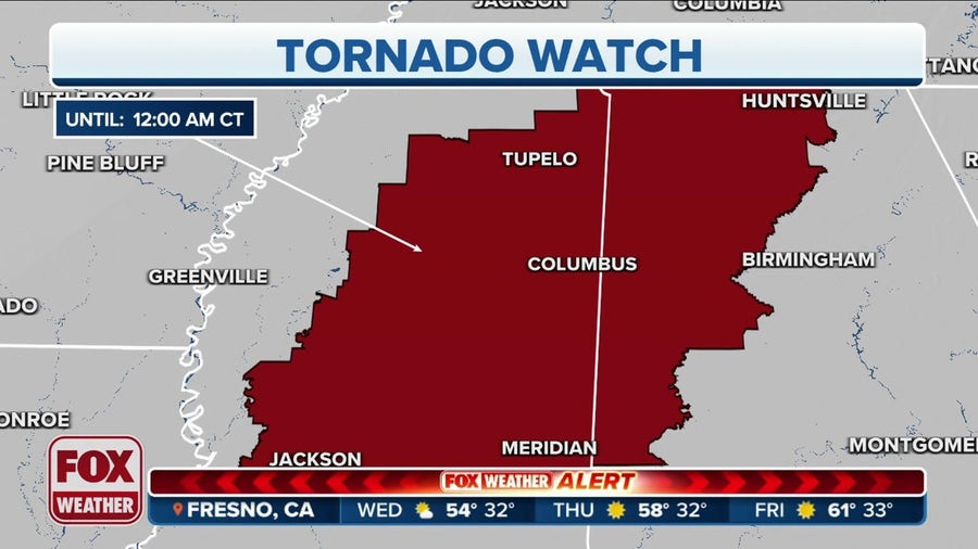 Tornado Watch issued for Mississippi and Alabama