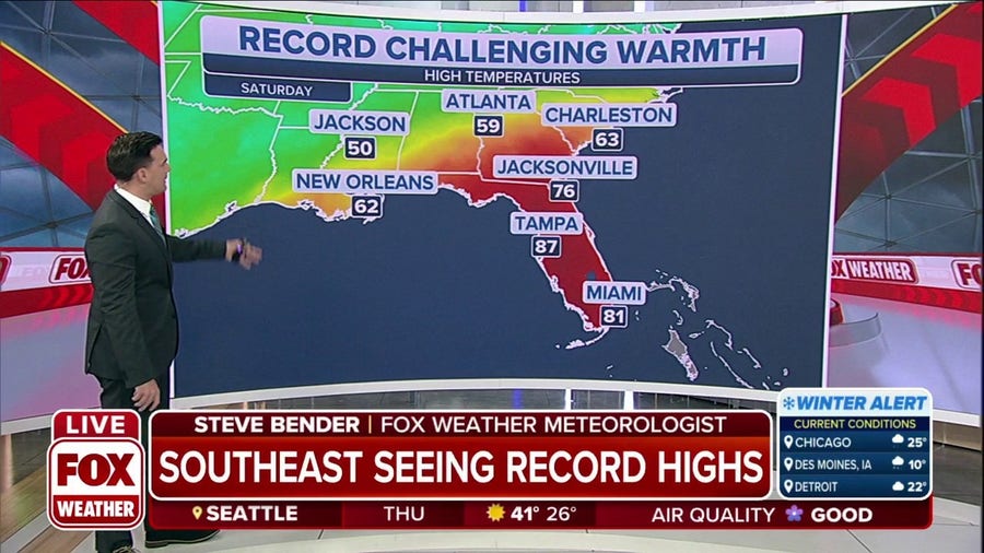 Southeast to see record high temperatures through the weekend