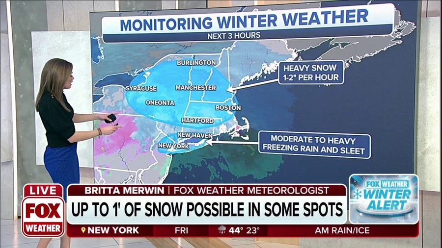Winter storm blasting Northeast from NY to MA with heavy snow, ice