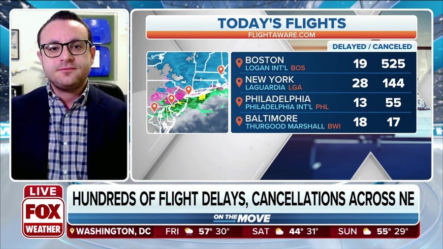Winter storm causing major travel disruptions from Maine to New York