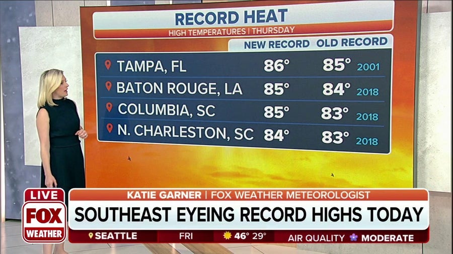Potential record highs in Southeast Friday, temperatures soar