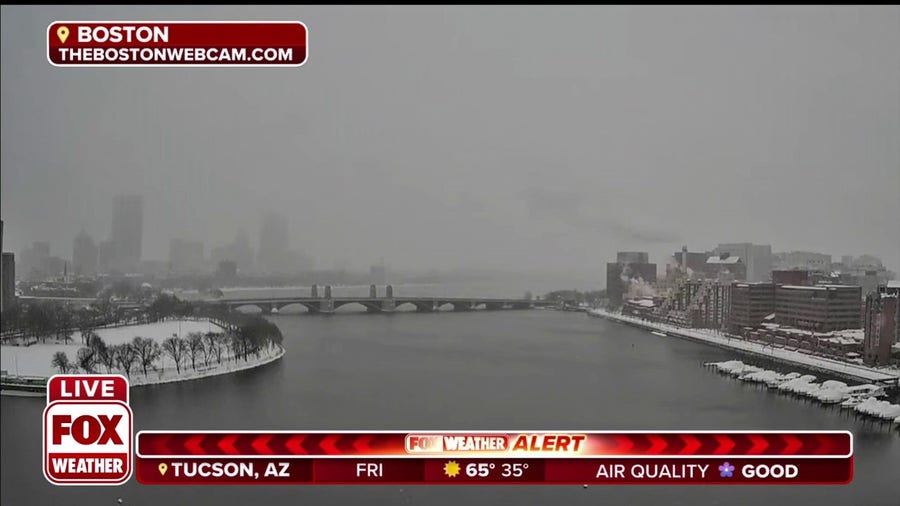 Watch: Winter storm continues in Boston, low visibility