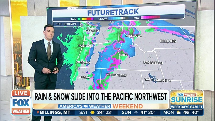 Rain, snow slide into Pacific Northwest on Saturday
