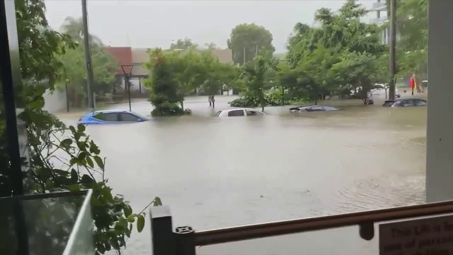 Parked cars drowned in Milton, Australia