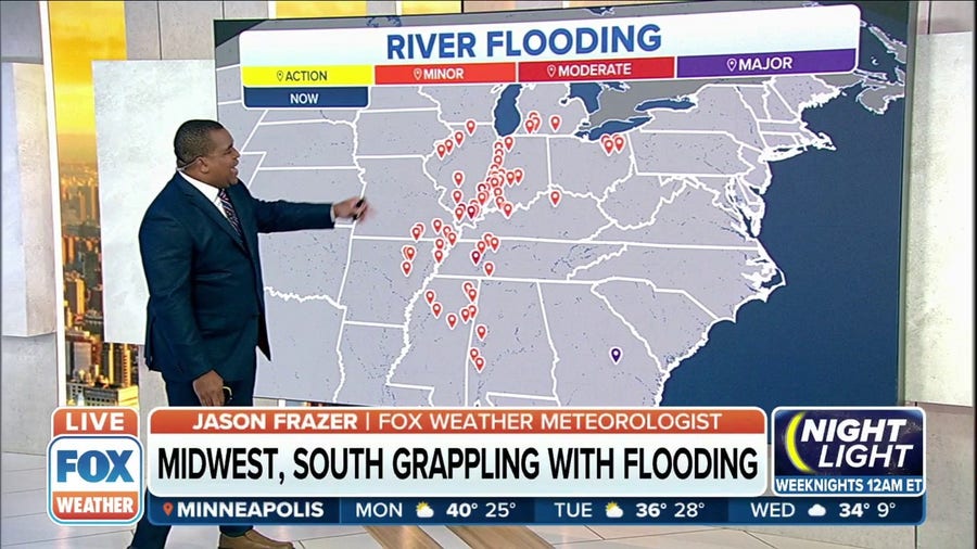 Midwest, South grappling with river flooding after week of heavy rain