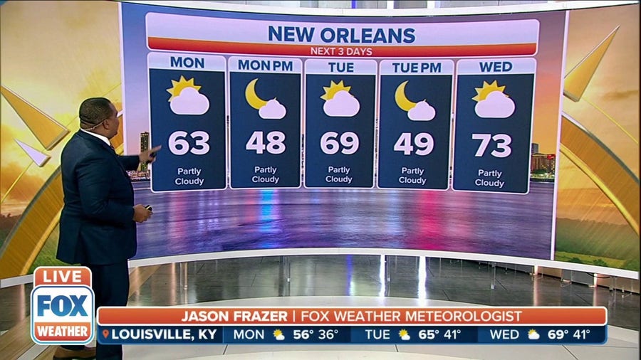 Mardi Gras forecast for various cities across the country