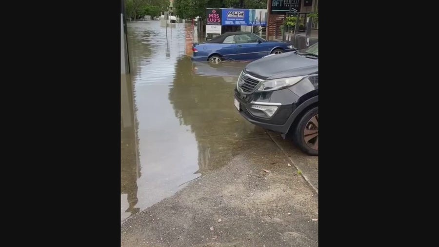 Cars submerged by Brisbane flooding