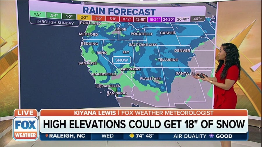 Higher elevations in the Intermountain West could get 18 inches of snow