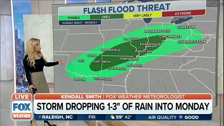 Heavy rain, flood threat in Mississippi and Ohio Valleys