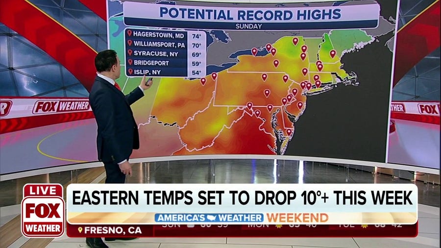 Warm temperatures could break records across eastern half of the US