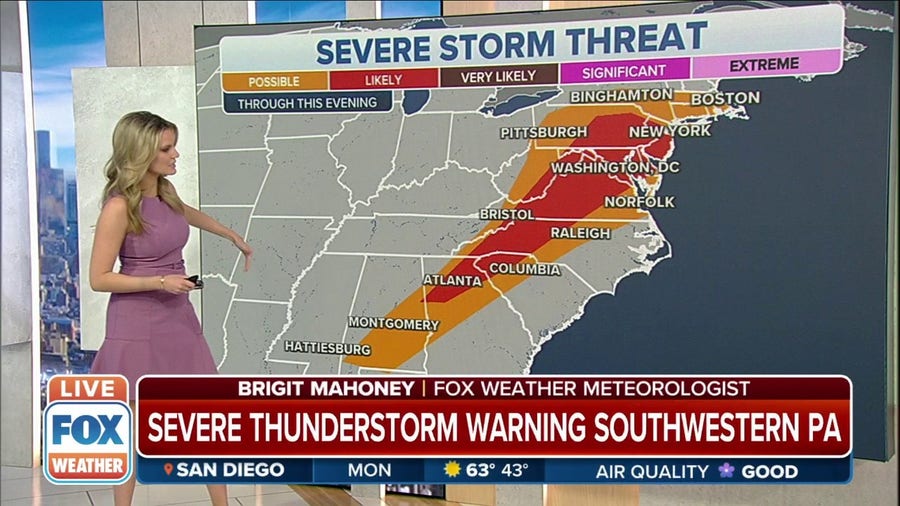 Severe storm threat continues in South to Mid-Atlantic, widespread wind alerts