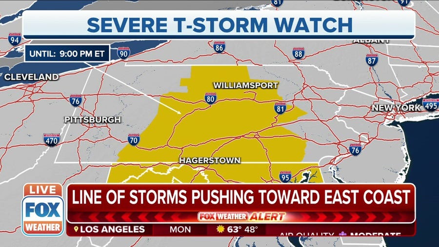 Severe Thunderstorm Watch In Pennsylvania until later Monday evening