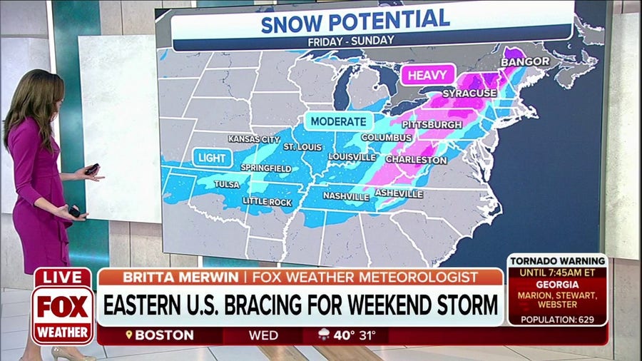 Eastern U.S. bracing for heavy snow, severe weather from weekend storm