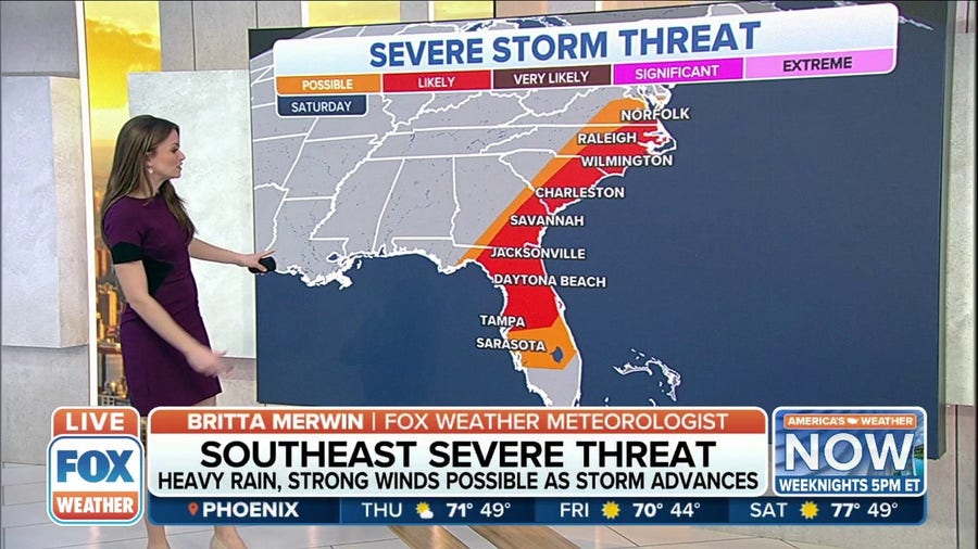 Storms to bring severe threat to Southeast through the weekend