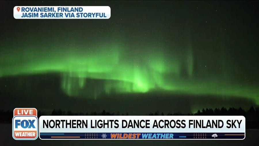 Northern lights fill the sky in Finland