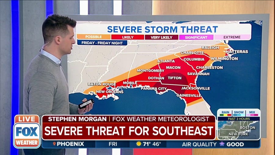 Severe storms and heavy rain target the Southeast through Saturday