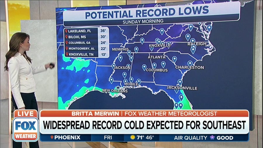 Record cold expected across the Southeast this weekend