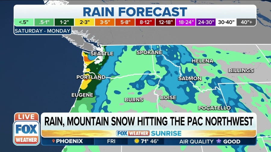 Prolonged period of rain, mountain snow begins this weekend in Pacific Northwest